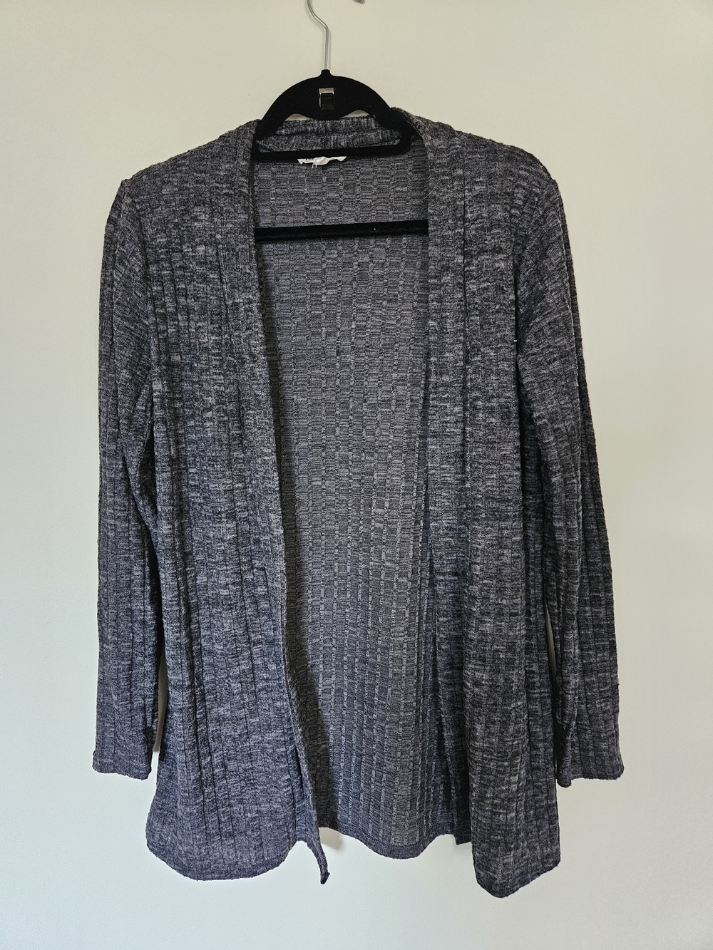 Open-Front Gray Knit Women's Sweater Cardigan